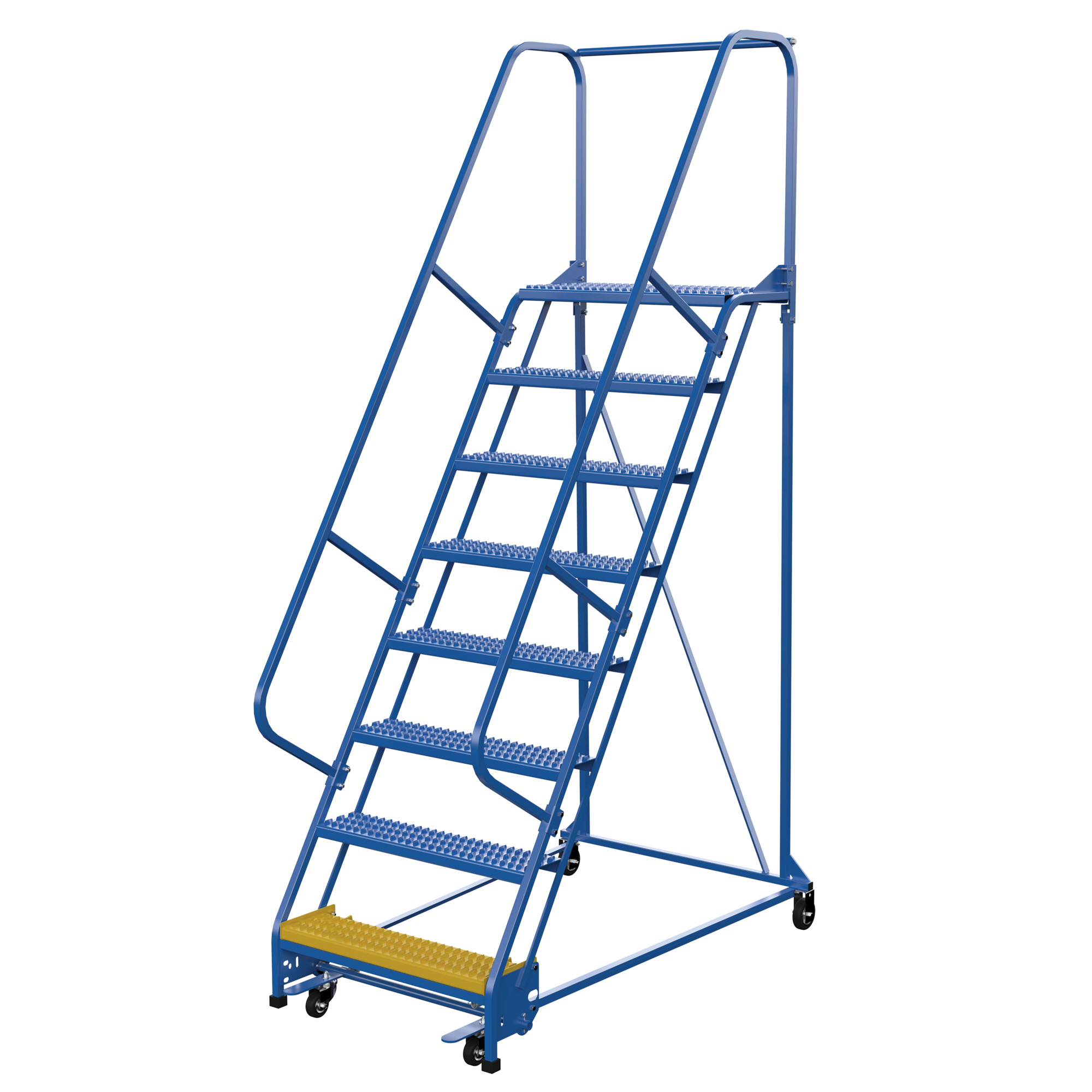 Vestil 8-Step Grip Strut Warehouse Ladder - 110in. Height, Steel, Powder-Coated Finish, Model# LAD-PW-32-8-G